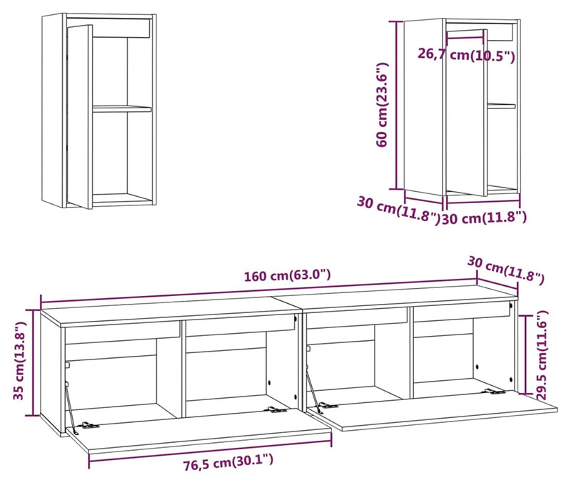 Dimensions of TV cabinets