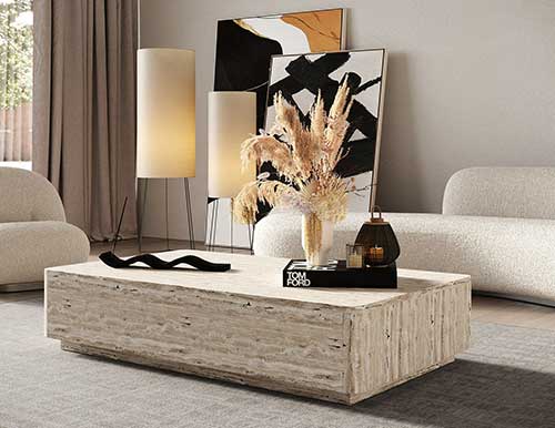 Travertine Rectangular Table