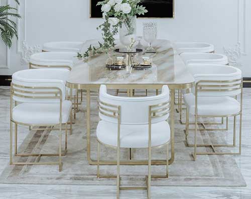 White Luxury Dining Chair Set