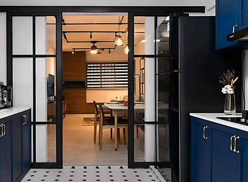Kitchen Black Matter Sliding Door