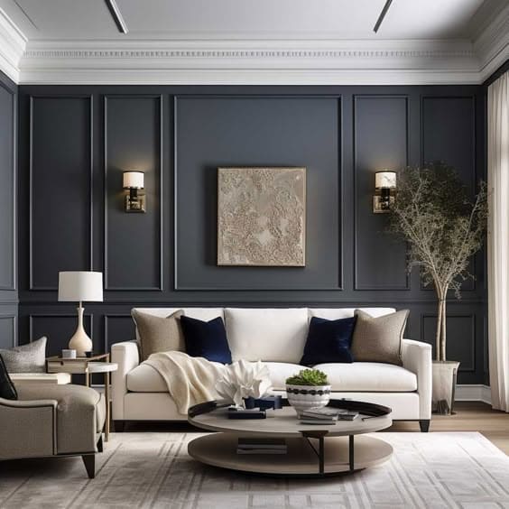 an accent wall in living room