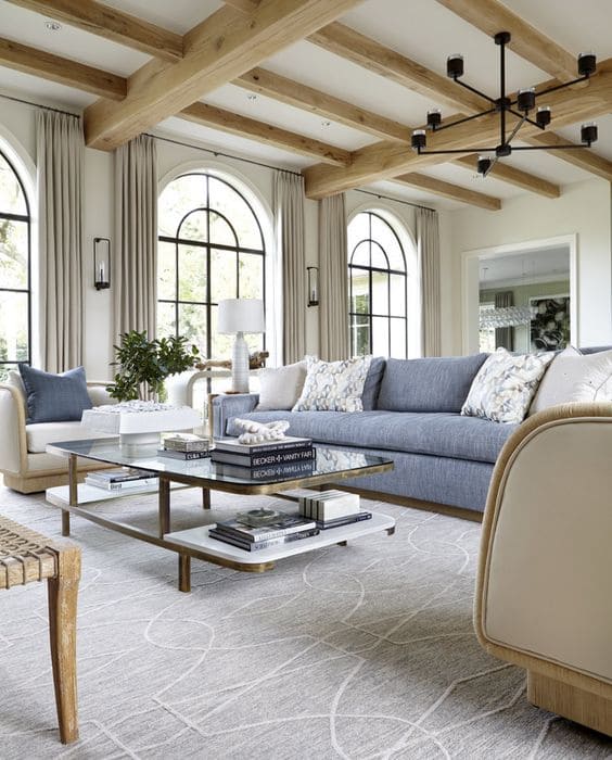 White Arched Windows in living room