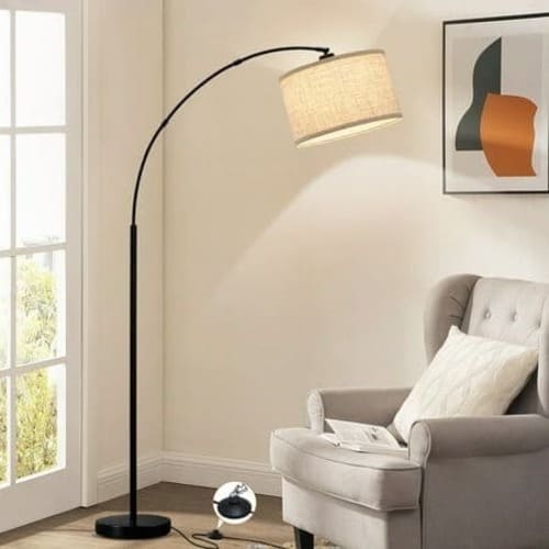 Oversized Drum Shade Lamp with Sectional Sofa