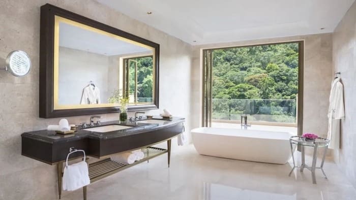 spacious hotel bathroom