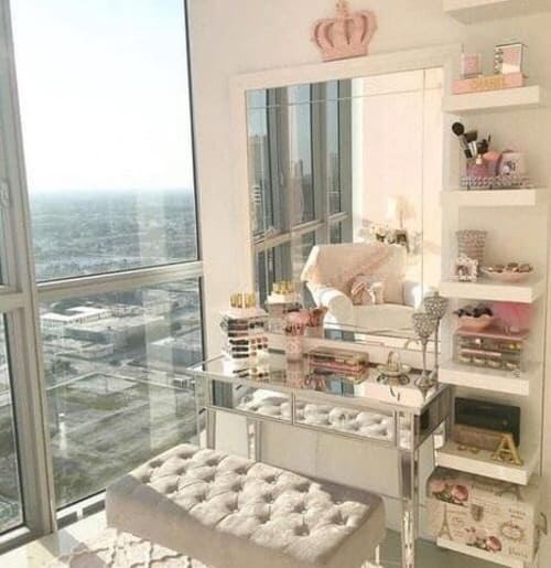 glass top vanity