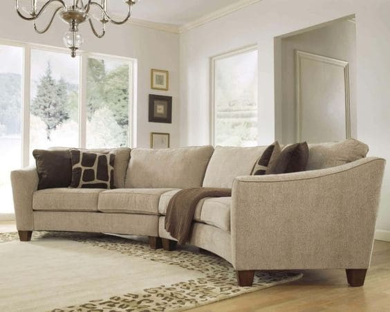curved sofas in living room