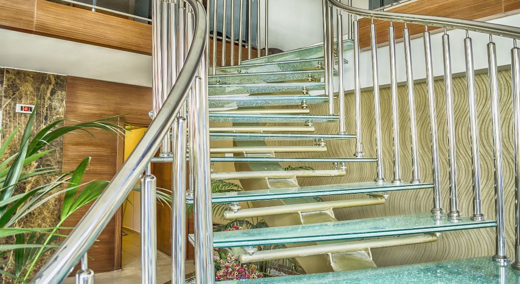 Stainless Steel And Glass Staircase