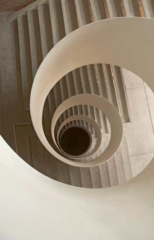 white indoor spiral stair design