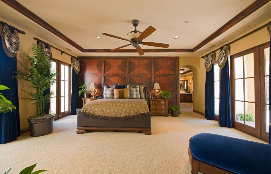 Bedroom interior with ceiling fan