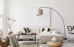 Ice cream sofa is positioned in a living room