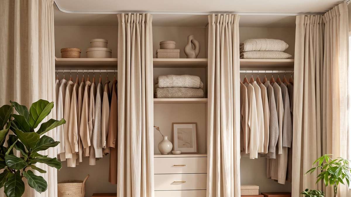 mount the curtain rod slightly higher than the closet opening