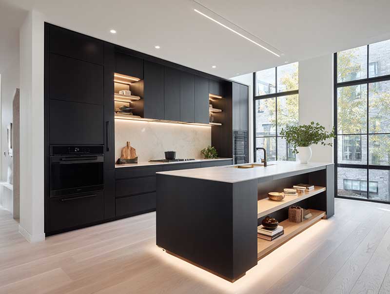 Black simple kitchen cabinet