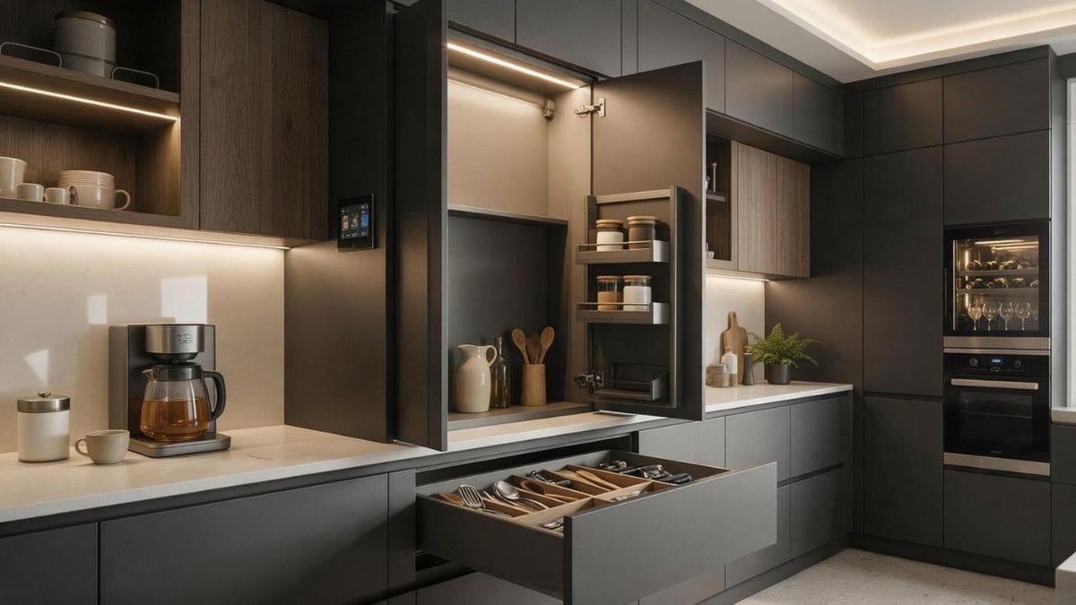 smart kitchen cabinet with intelligent storage idea