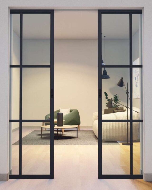 sliding office french door design for Space-Saving Pocket System