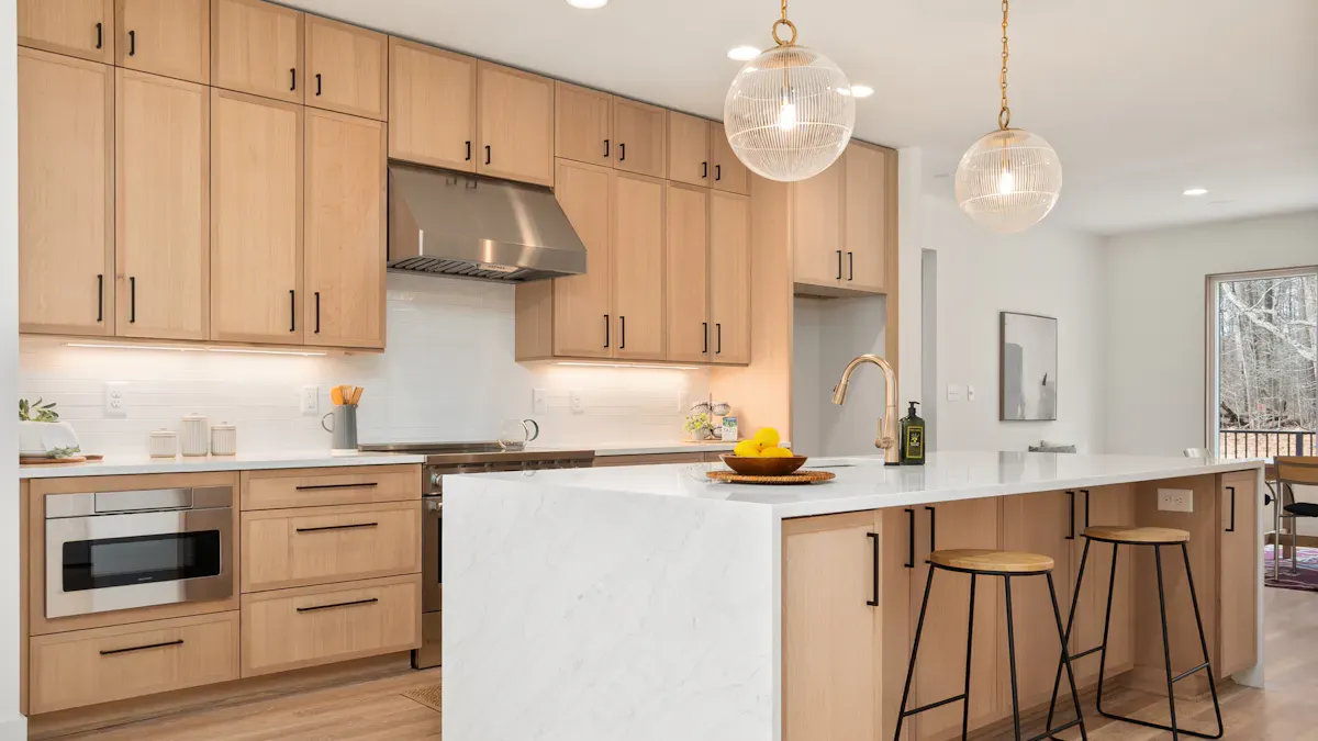 light wood kitchen cabinet decorate modern places
