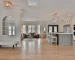 wood look tile displays in living room