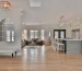 wood look tile displays in living room