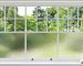 White double-hung residential window featuring clear glass on the top sash and frosted obscured glass on the bottom for privacy.